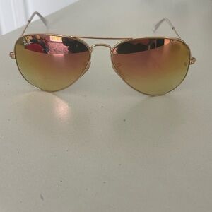 Ray-Ban Gold Aviator Sunglasses with Gradient Lenses